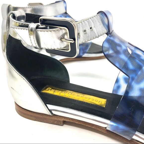 RUPERT Sanderson Silver & Clear Blue Sandals 37.5 - Picture 8 of 11
